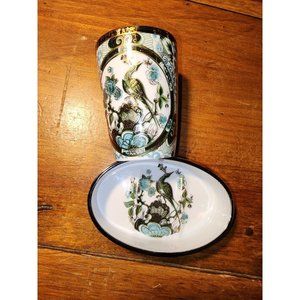 SAJI Fine China made in Japan Mug and soap dish 2 piece‎ set
